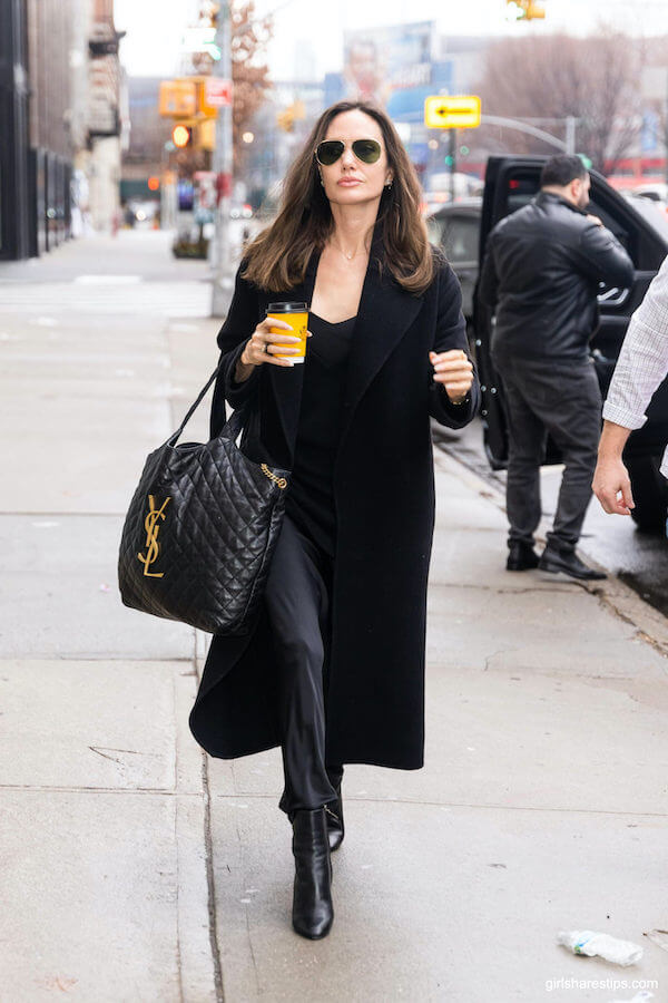 All Black Long Coat And Boots Ensemble