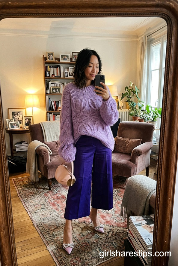 Oversized Sweater With Cropped Wide Leg Pants And Heels