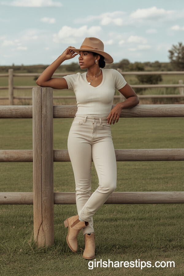 Light Beige Jeans with Cream Top