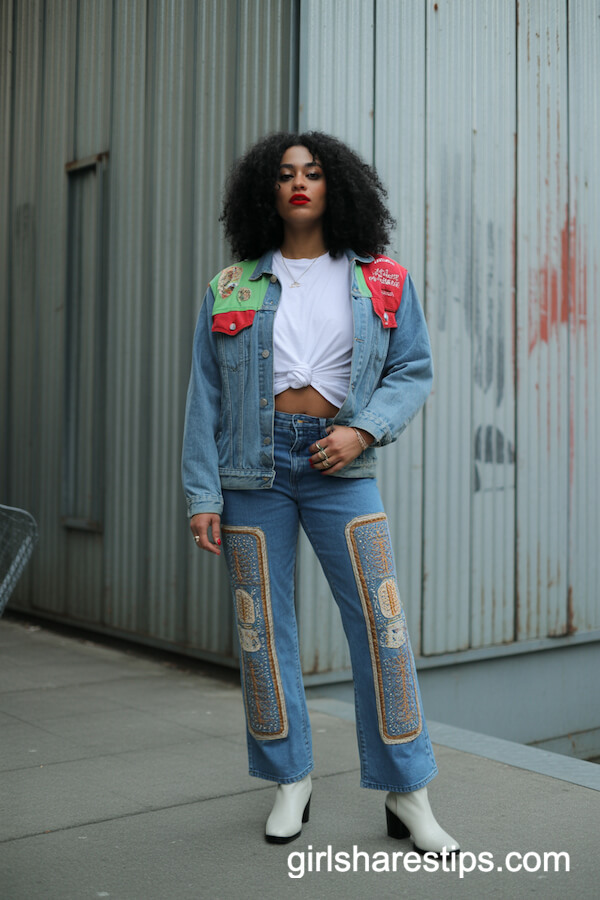 Embroidered Bootcut Jeans with Denim Jacket