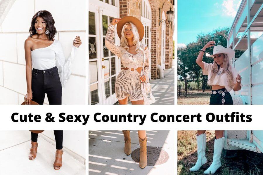 collage of sexy country concert outfits