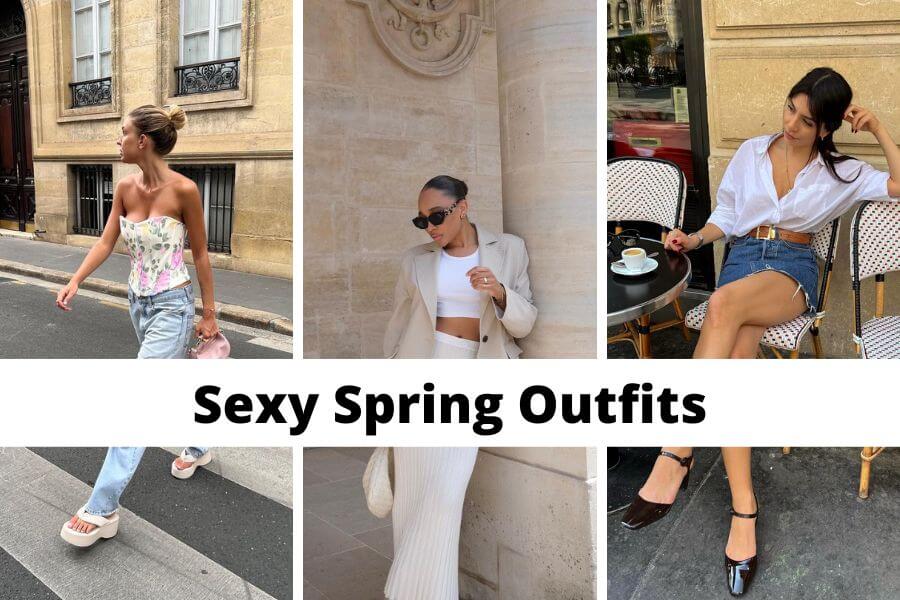 collage of sexy spring outfits