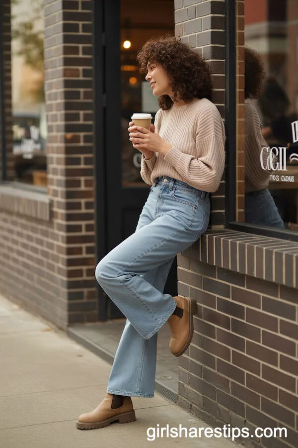 Bootcut Jeans with Brown Chelsea Boots