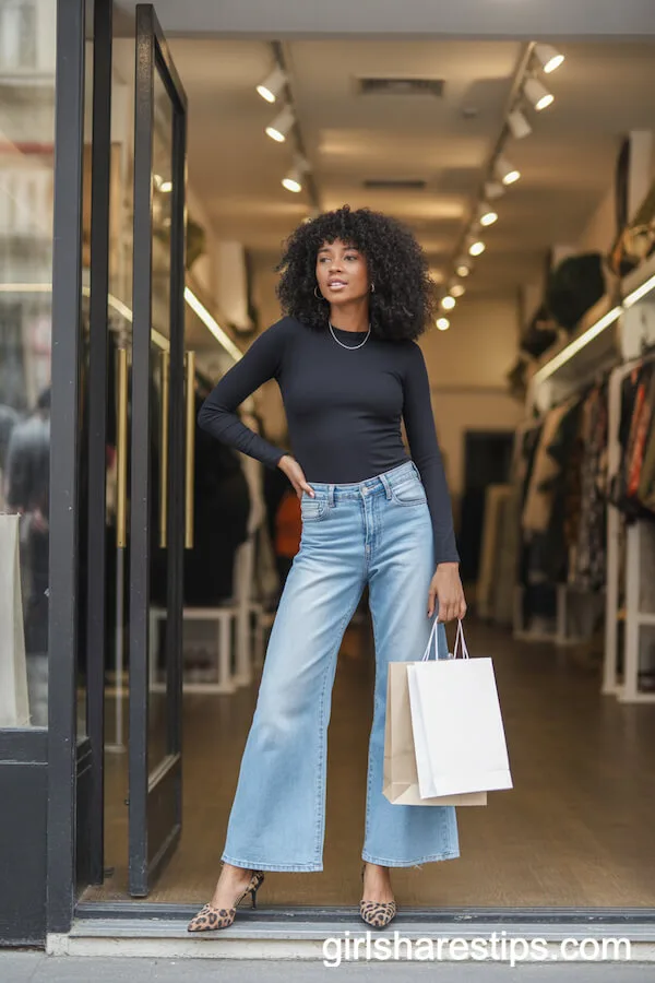 Bootcut Jeans with Leopard Print Kitten Heels