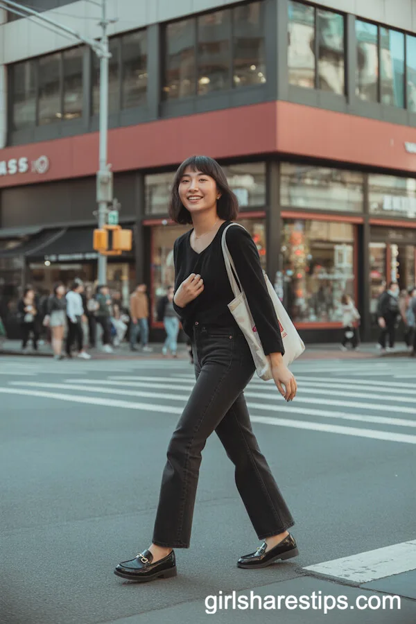 Bootcut Jeans with Black Loafers