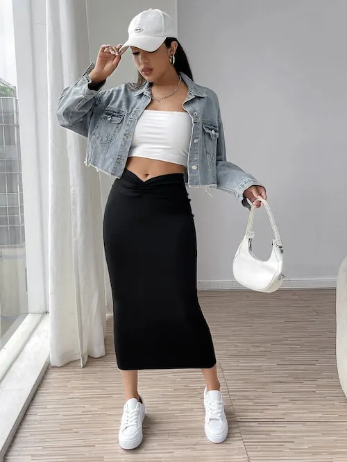 Texas Denim Pencil Skirt - Medium Wash – The Frankie Shop