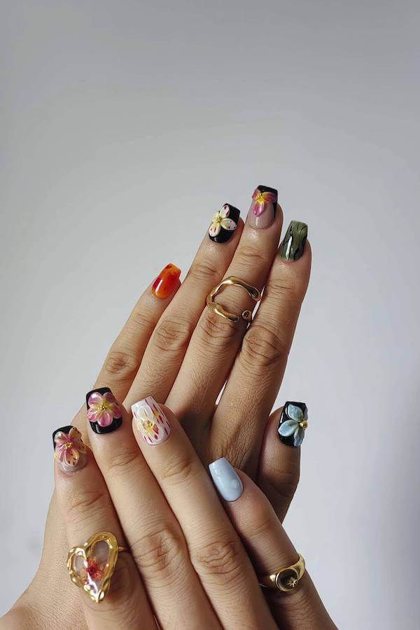 3D Tropical Blossom Nail Art