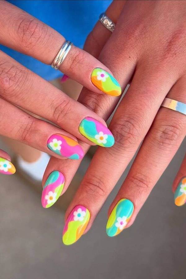 Groovy Pastel Hawaiian Nails