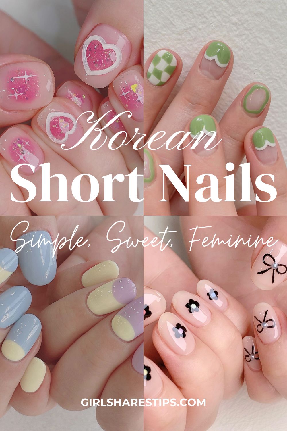 short Korean nails collage