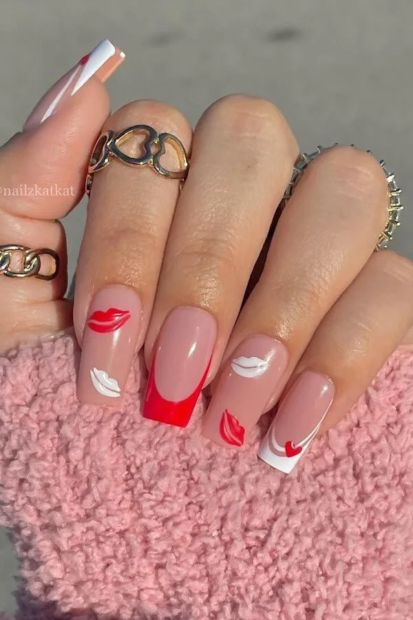 short Valentines Day nails