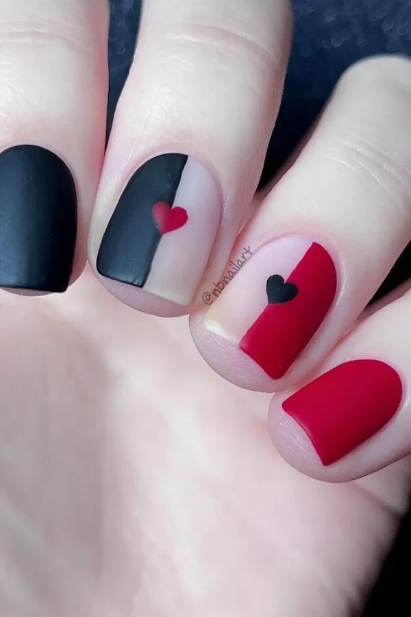 short Valentines Day nails