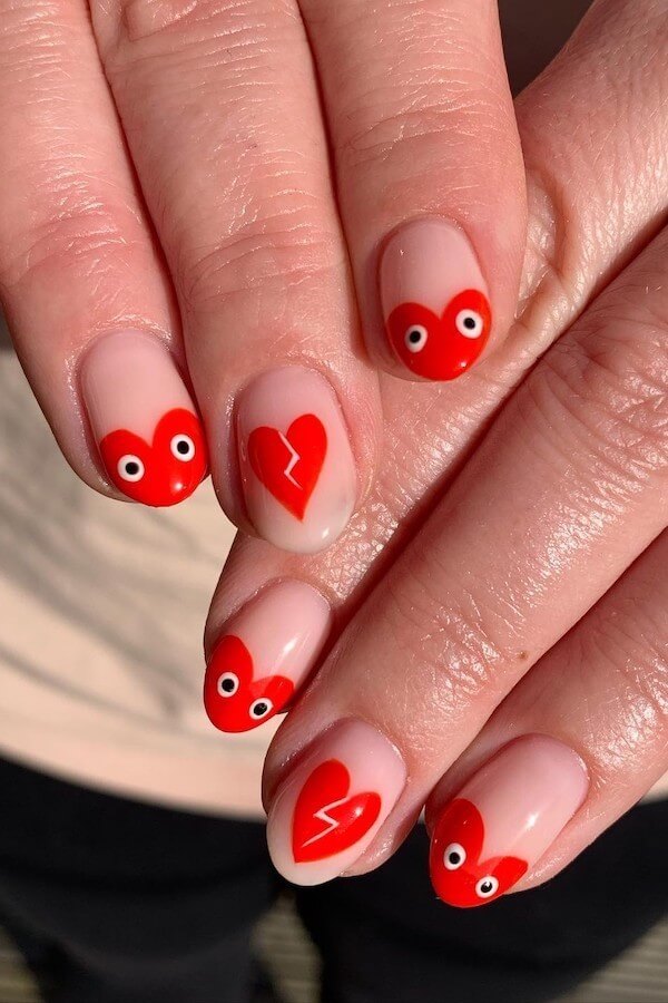 short Valentines Day nails