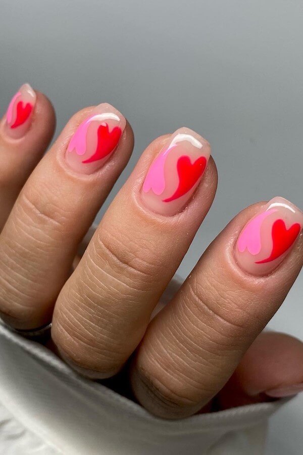 short Valentines Day nails