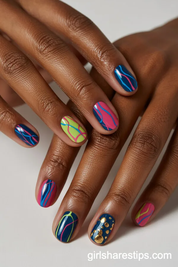 Birthday Script Accent Short Nails