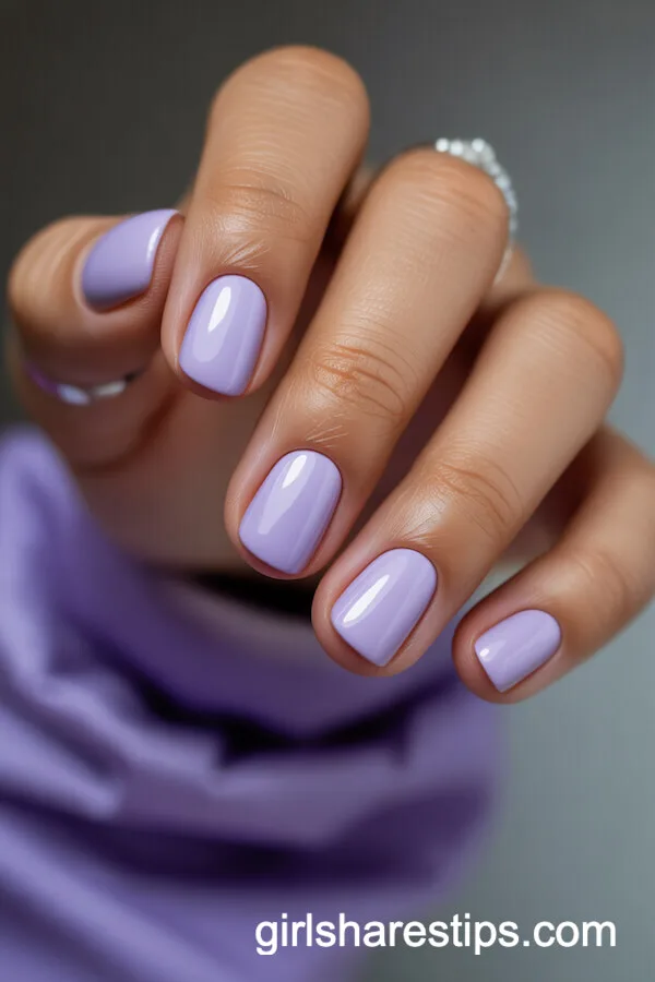 Pastel Lilac Short Nails Look