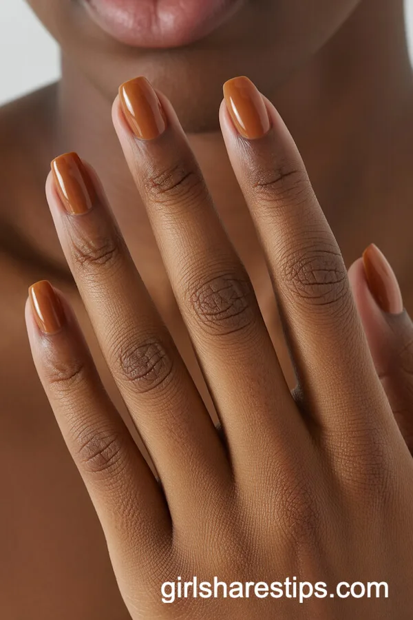 Warm Caramel Short Neat Nails