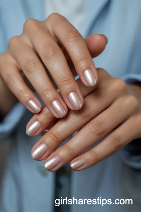Pearly Sheer Oval Short Nails
