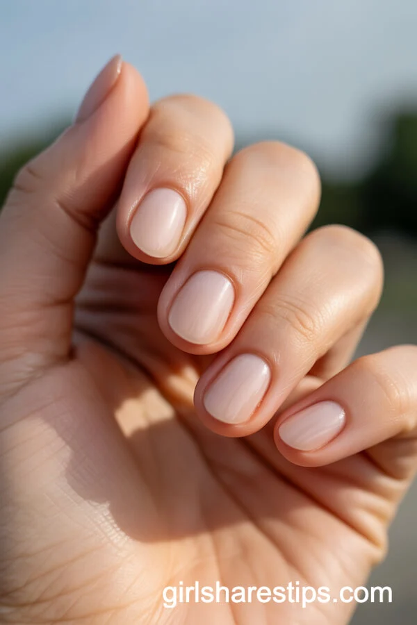 Classic Sheer Nude Oval Short Nails