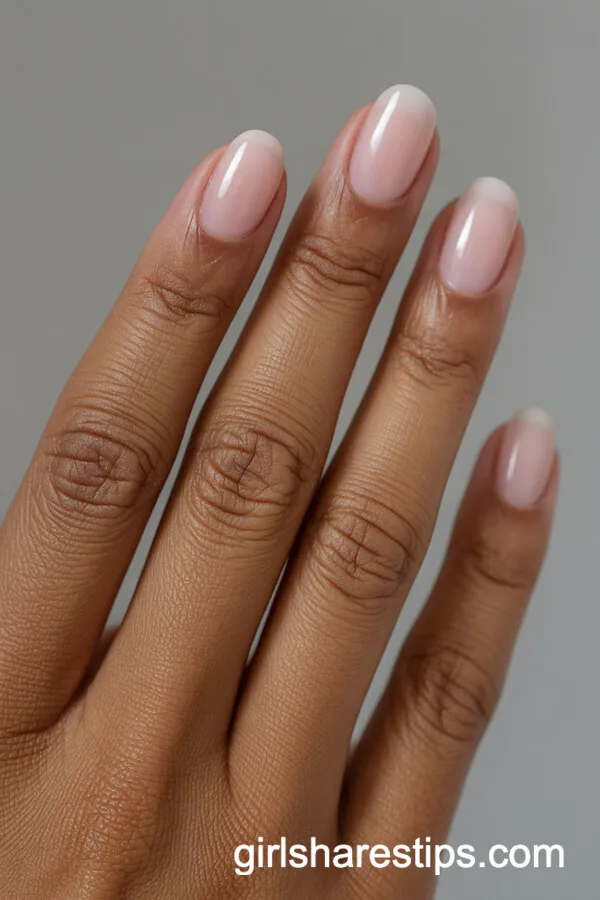 Pale Pink Glossy Short Nails