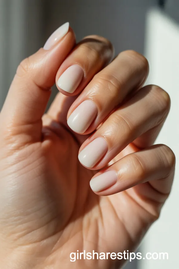 Creamy White Square-Cut Short Nails