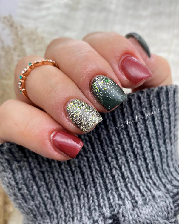 Fall Glitter and Green Mix for December Transition