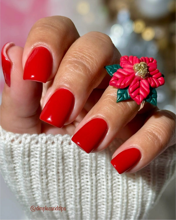 Classic Red Short Nails for Holiday Glam