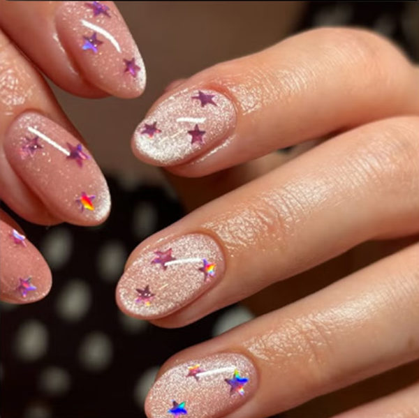 Glitter Star Nails on a Short Base