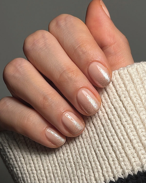 Champagne Glitter Ombre on Short Nails