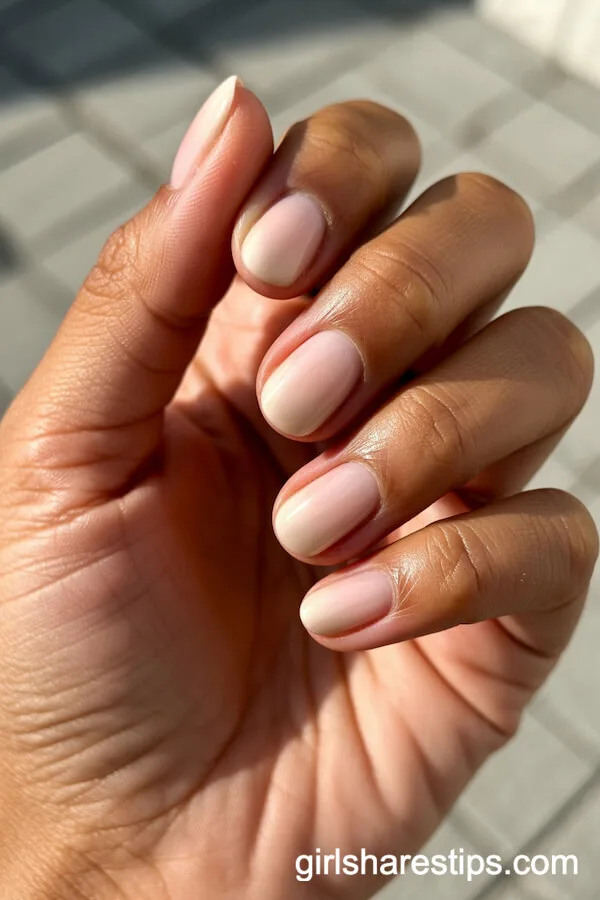 Ombre Nude-to-Pale Pink Short Oval Nails