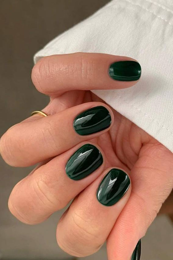 Deep Forest Green Short November Nails