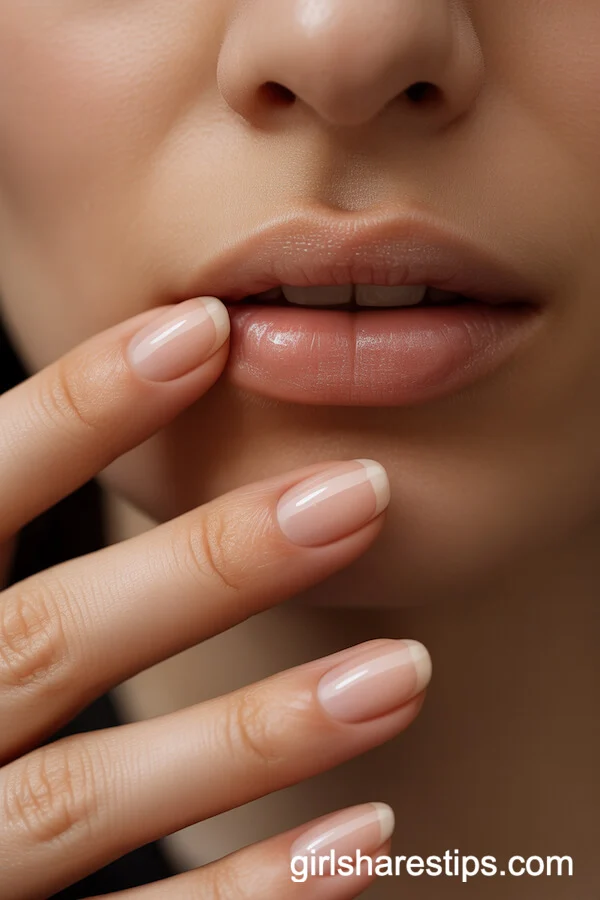 Classic Short Round Nude Nails with Glossy Finish