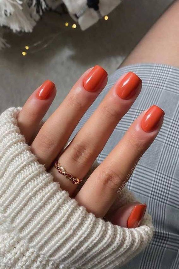 Black and Orange Galaxy Night Sky Short October Nails