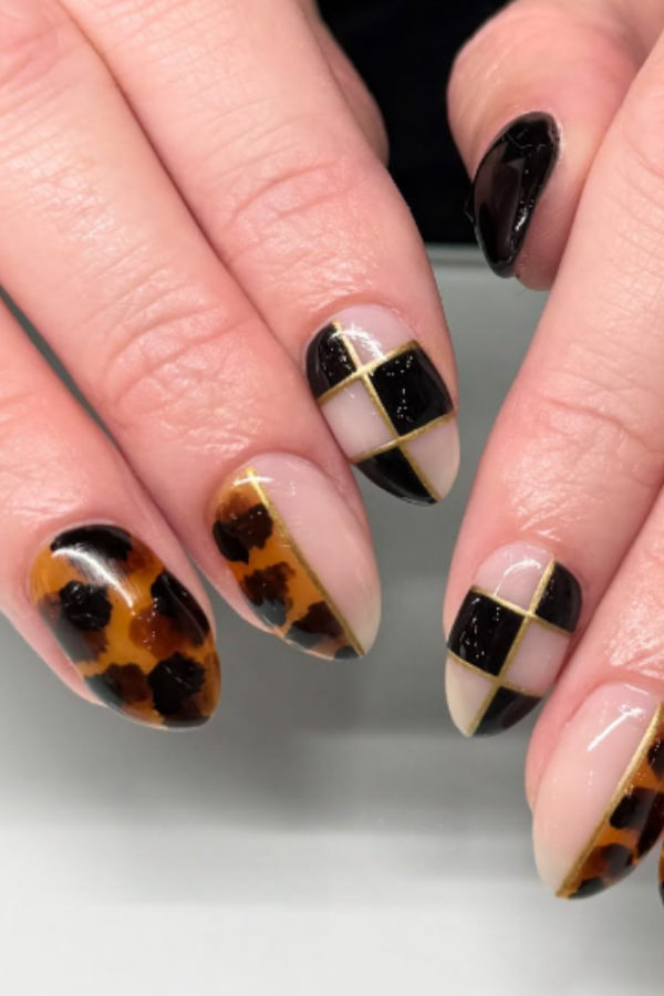 Glossy Tortoiseshell Short Fall October Nails