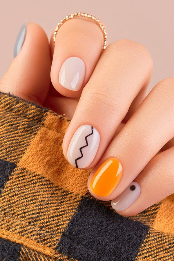 Solid Pumpkin Orange Short October Nails