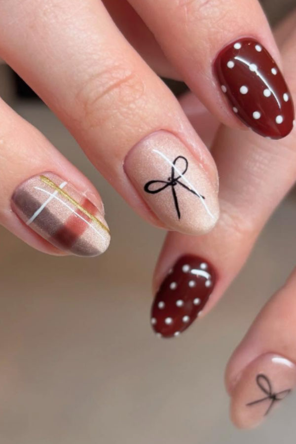 Two-Tone Burnt Orange French Tip Short October Nails