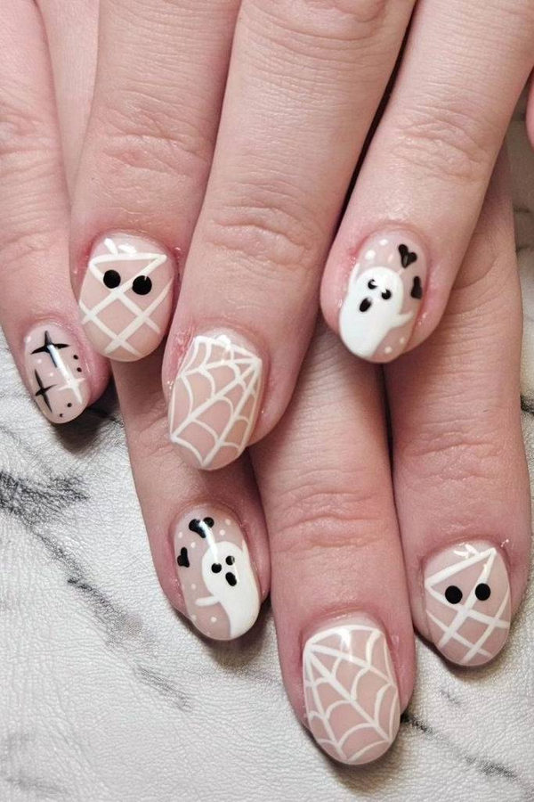 Gold Glitter Fall Party Short October Nails