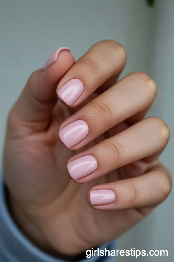 Soft Bubblegum Pink Square Nails for a Classic Look