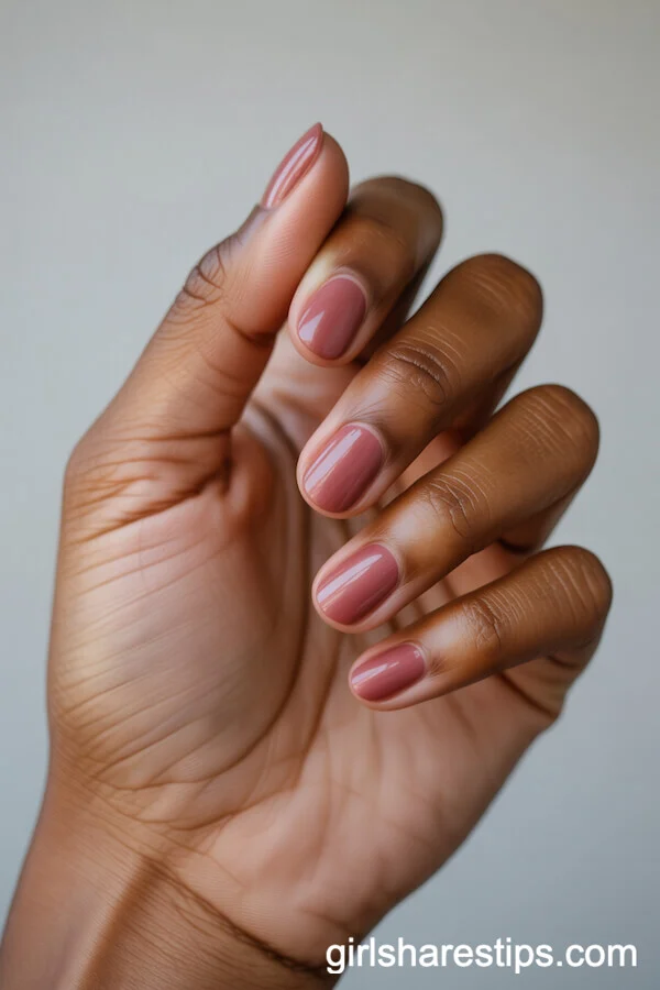 Muted Vintage Rose Pink Rounded Nails