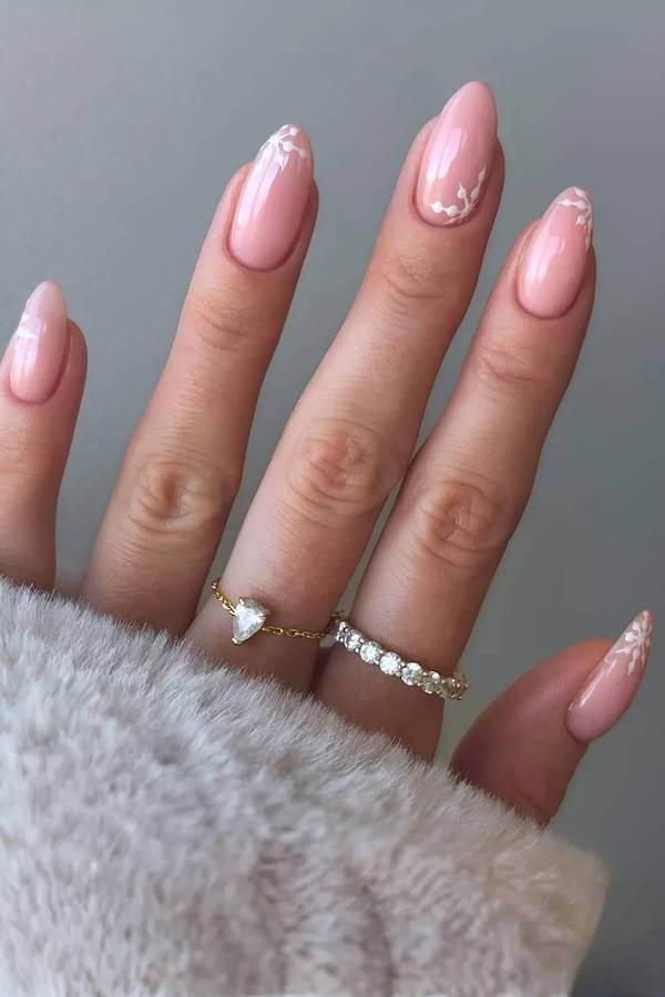 Soft Pink Snowflake French Tips