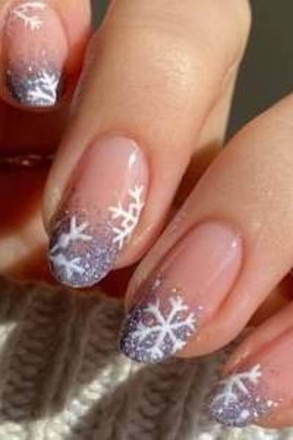 Frosted Tip Snowflake Nails