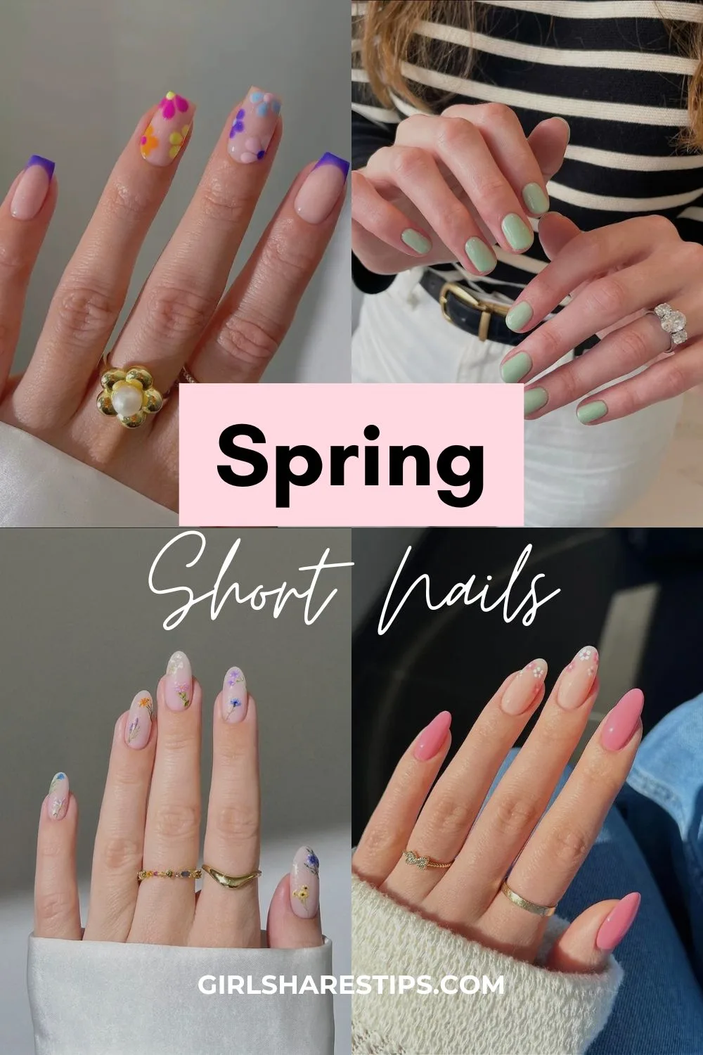 short spring nails designs collage