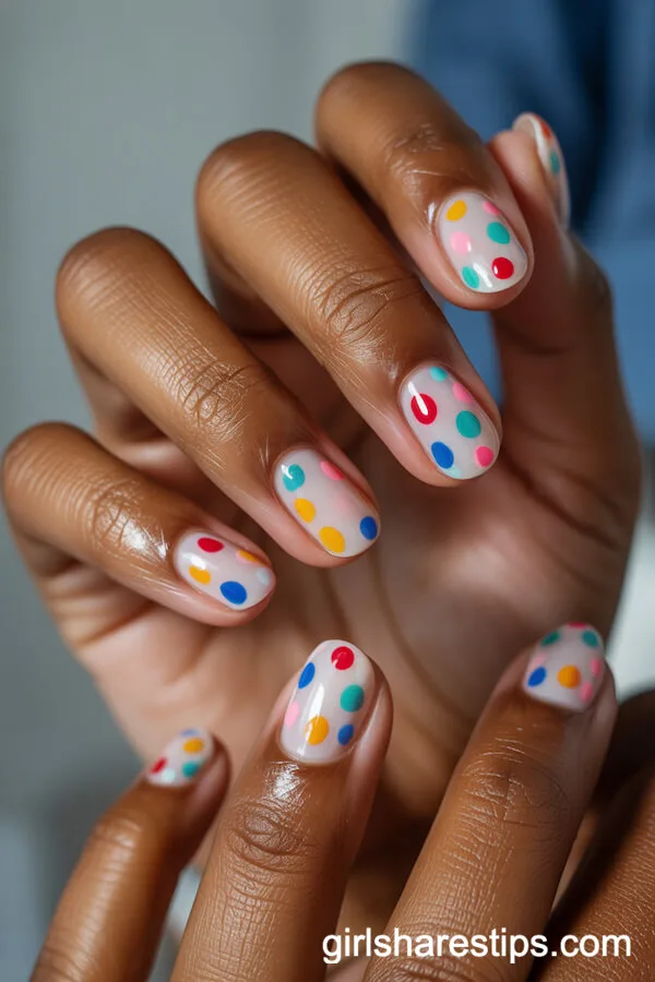 Colorful Polka Dot Short Summer Nails