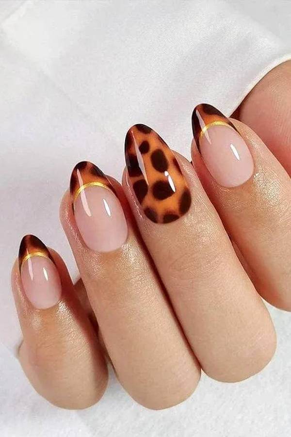 Tortoise Shell French Tip Nails