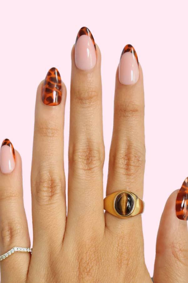 Modern Tortoise Shell French Tips