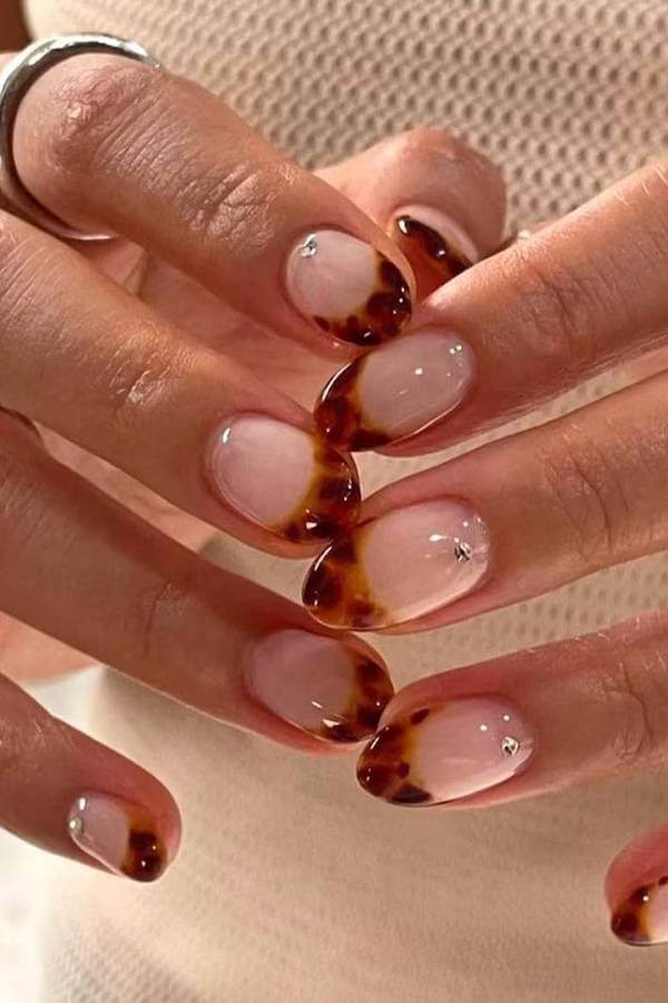 Tortoise Shell French with Rhinestone Accent