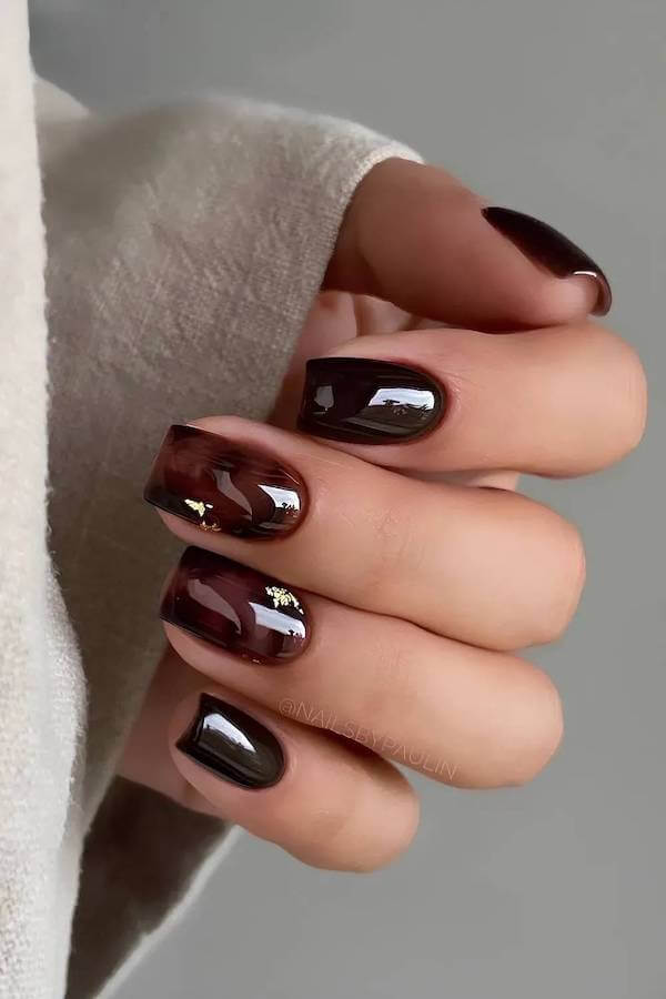 Classic Glossy Tortoise Shell Nails