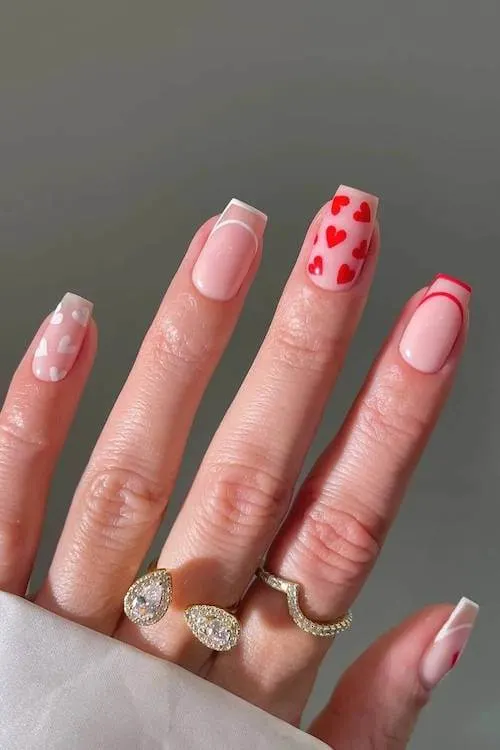 short Valentines Day nails designs