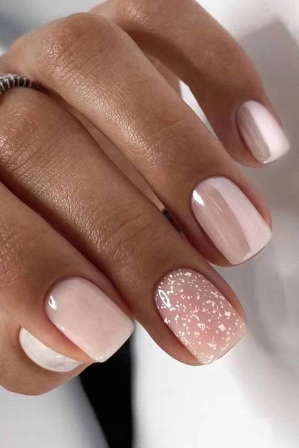 Soft Pink Nails with Glitter Accent