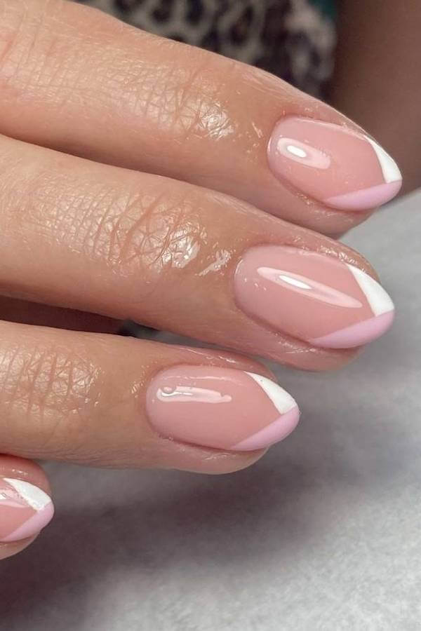 Pink and White Modern French Tips
