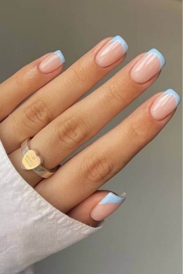 Pastel Blue French Tips